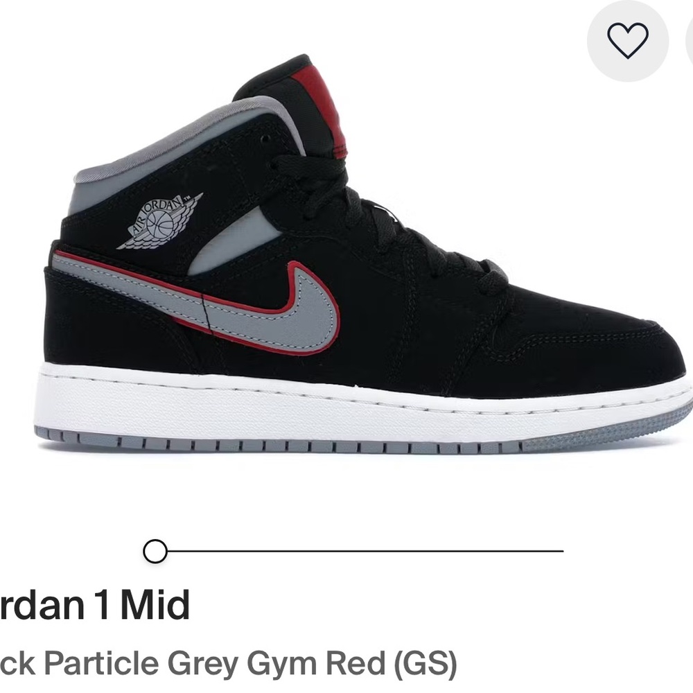 Jordan 1 Mid Black Particle Grey Gym Red (GS)